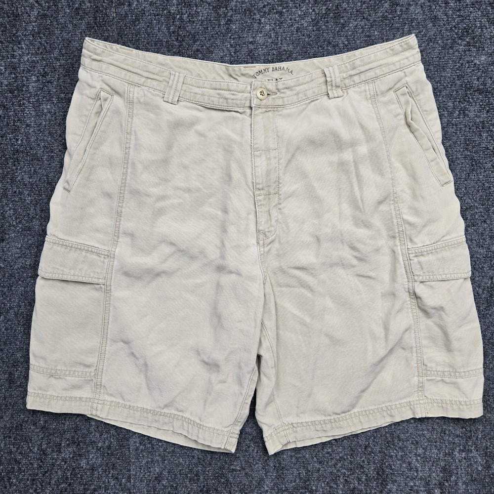 Tommy Bahama Relax Mens W40 (W39) Khaki Cargo Shorts Tencel Cotton Blend Tan
